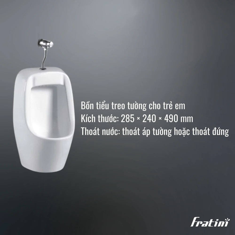 Bồn tiểu nam trẻ em Fratini Piccoli 39010117 van xả cơ treo lửng