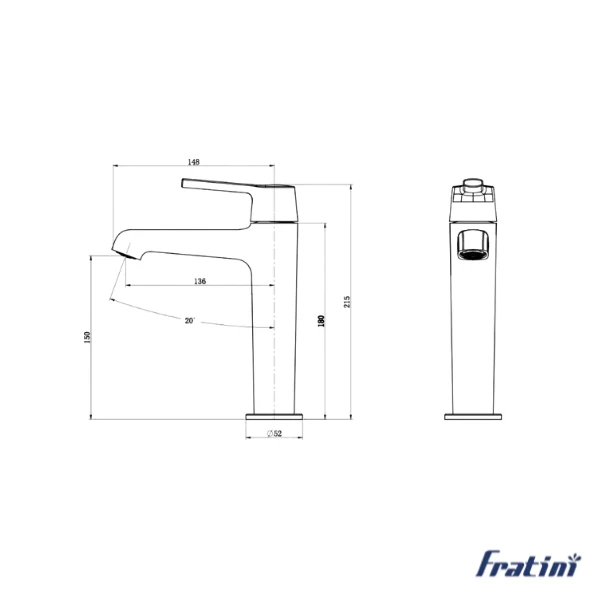 vòi chậu rửa mặt Fratini Bitexco Black model 39040130BK