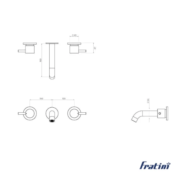 vòi chậu rửa mặt âm tường Fratini 39041618