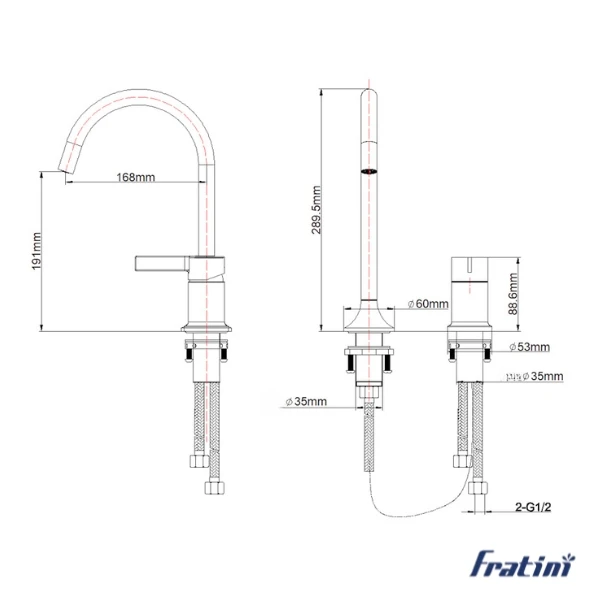 vòi rửa mặt lắp bàn đá nóng lạnh Fratini 39041722GY