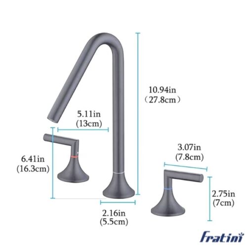 Vòi rửa mặt lắp bàn đá nóng lạnh Torino Fratini Torino Grey model 39041726GY - Hình ảnh 2