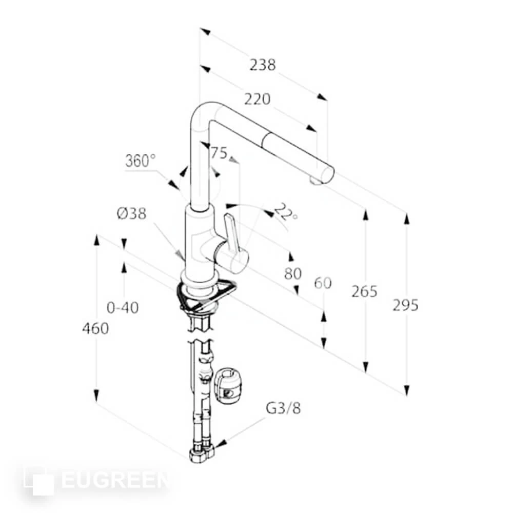 Vòi chậu bếp dây rút KLUDI L-INE S 408519375 White - Ảnh 4