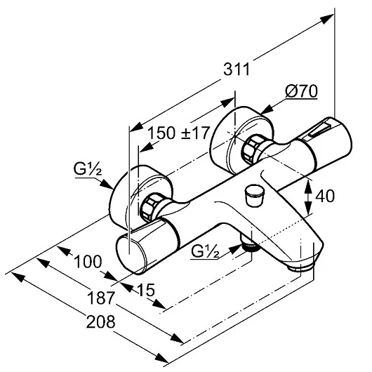 Bộ trộn sen tắm nhiệt độ KLUDI ZENTA 351018638 - Ảnh 2