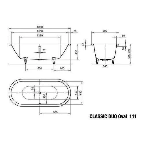 Bồn tắm KALDEWEI CLASSIC DUO OVAL 111 - Drop in - Ảnh 3