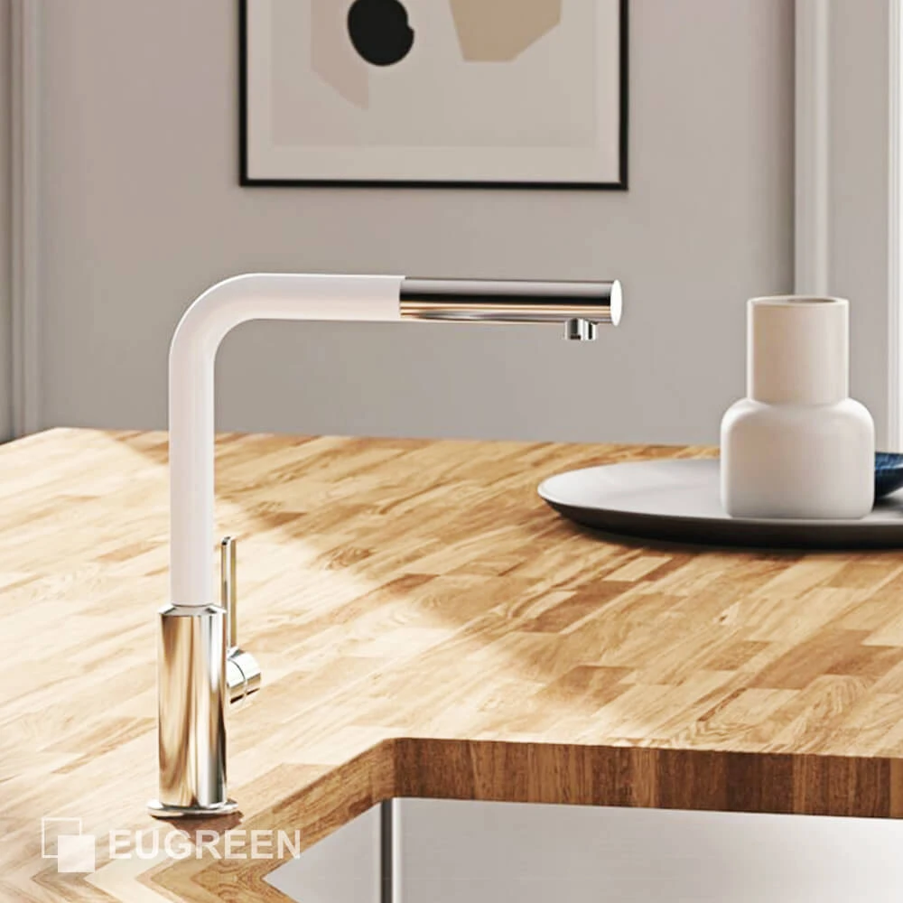 Vòi chậu bếp dây rút KLUDI L-INE S 408519375 White - Ảnh 3